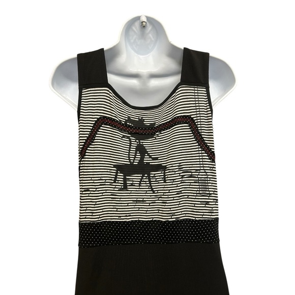 Tango Mango Artistic Portrait Print Maxi Dress Striped Black White M - Picture 5 of 8